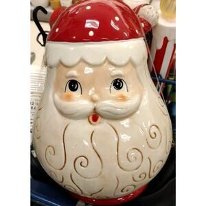NEW~LARGE Johanna Parker Holiday Santa Christmas Cookie Jar Canister